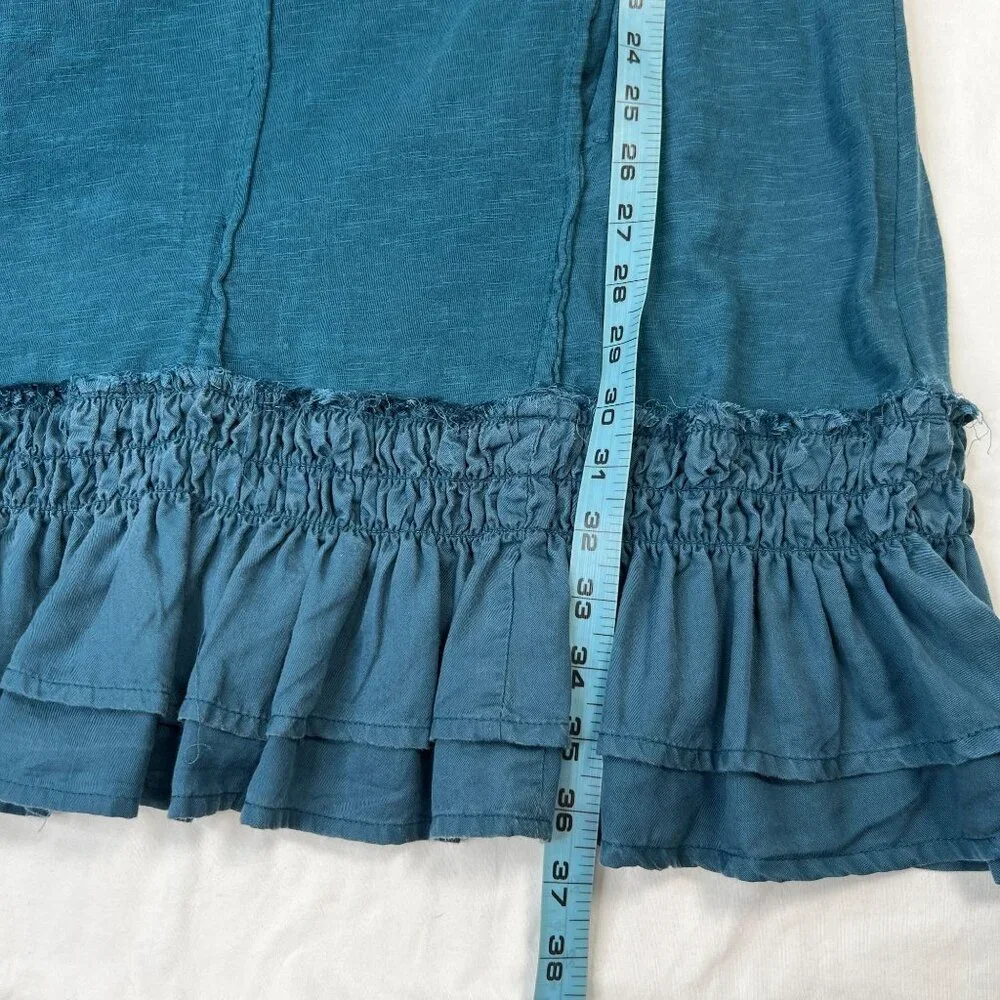 Anthropologie Daily Practice Solana Ruffled Tunic Dress Mini Teal Blue Medium